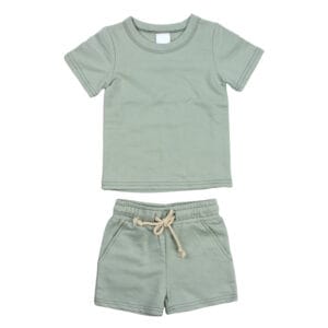Organic kids shorts set Bamboo Cotton Terry Kids Short Sleeve & Shorts Set custom kids clothing sustainable boys clothing sets