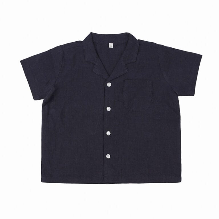Custom Linen Plain 175gsm Kids Solid Color Short Sleeve Shirt – Breathable Casual Top