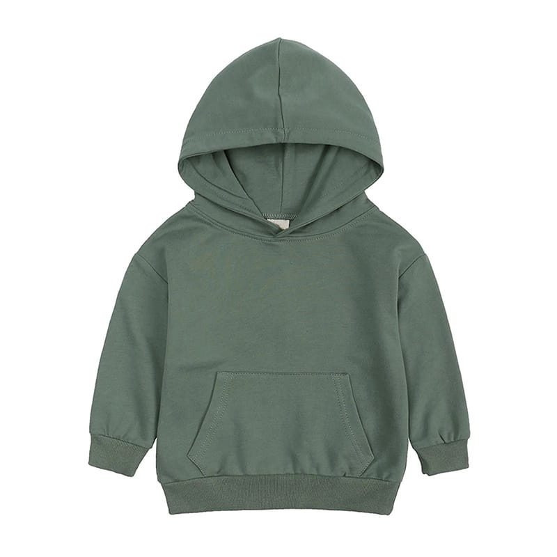 Custom Organic Cotton French Terry Kids Hoodie and Sweatpants Set – Minimalist Solid Color Loungewear