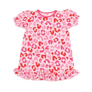 Custom Pure Bamboo Stretch Jersey Kids Short Sleeve Dress – Printed Ruffle Dress