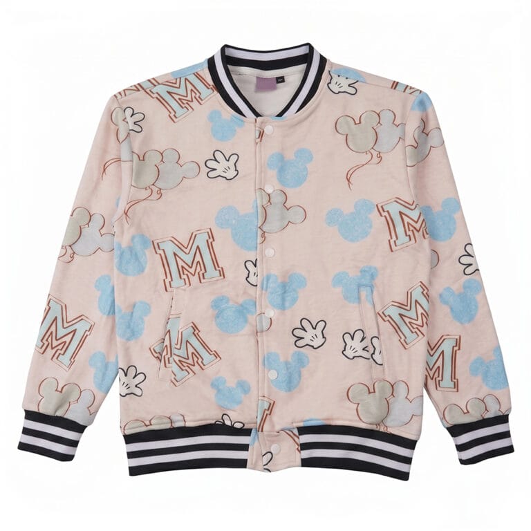 Organic Bamboo Cotton Terry Kids Bomber Jacket Sustainable kids jacket Custom Printed Casual Outerwear Kids Clothing