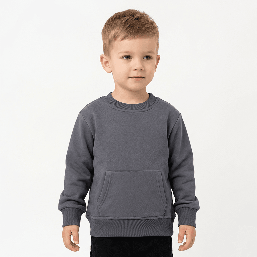 Custom Organic Cotton French Terry Kids Graphic Sweatshirt Eco Friendly Kids Pullover Children‘s Clothing