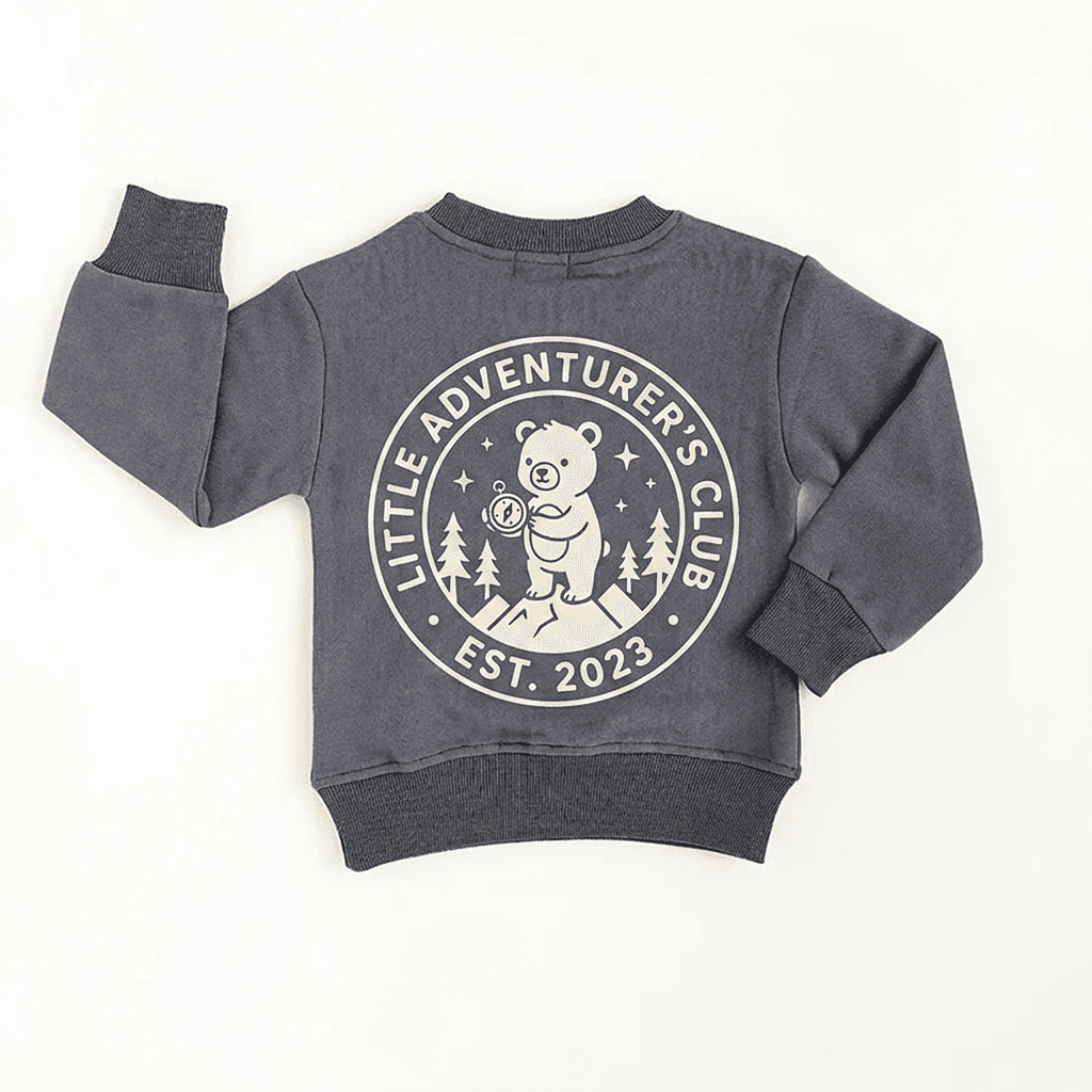 Custom Organic Cotton French Terry Kids Graphic Sweatshirt Eco Friendly Kids Pullover Children‘s Clothing