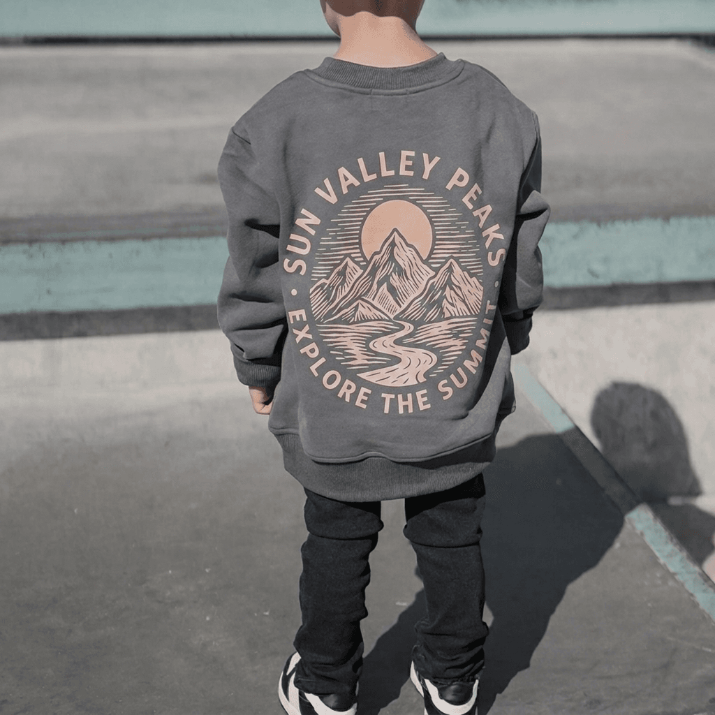 Custom Organic Cotton French Terry Kids Graphic Sweatshirt Eco Friendly Kids Pullover Children‘s Clothing