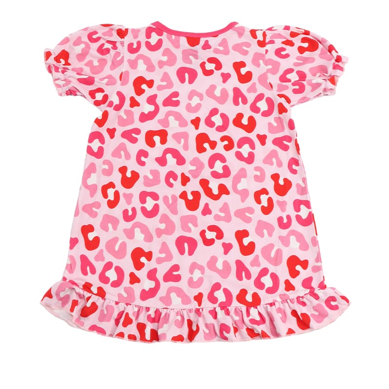 Custom Pure Bamboo Stretch Jersey Kids Short Sleeve Dress – Printed Ruffle Dress