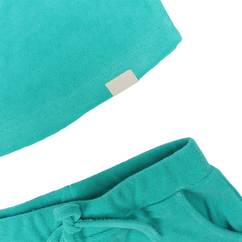 Custom Organic Cotton Spandex French Terry 300gsm Kids Short Sleeve & Shorts Set