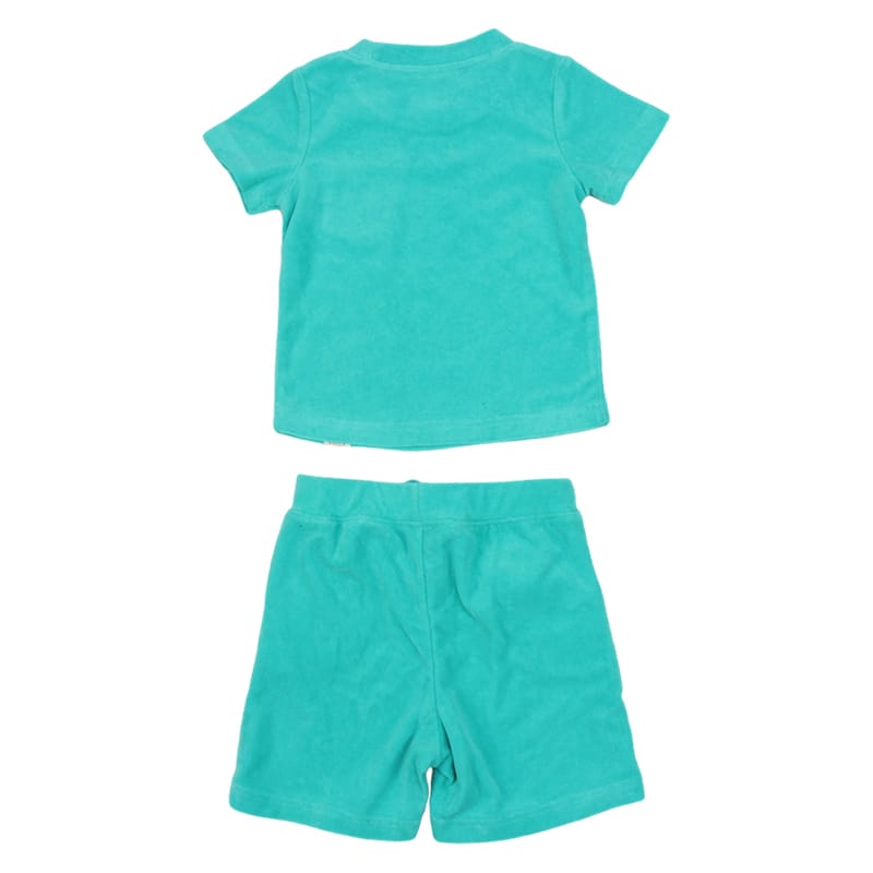 Custom Organic Cotton Spandex French Terry 300gsm Kids Short Sleeve & Shorts Set